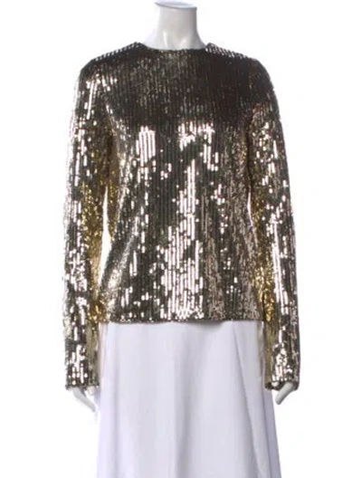 Pre-owned Galvan Patterned Crew Neck Top In Multicolor