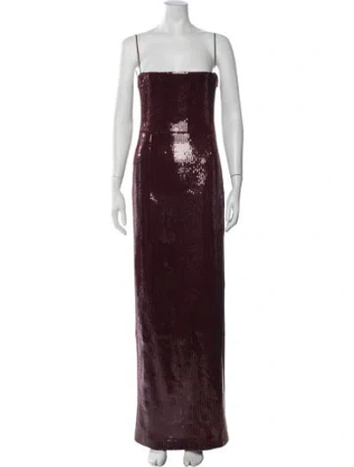Pre-owned Galvan Patterned Long Dress In Burgundy