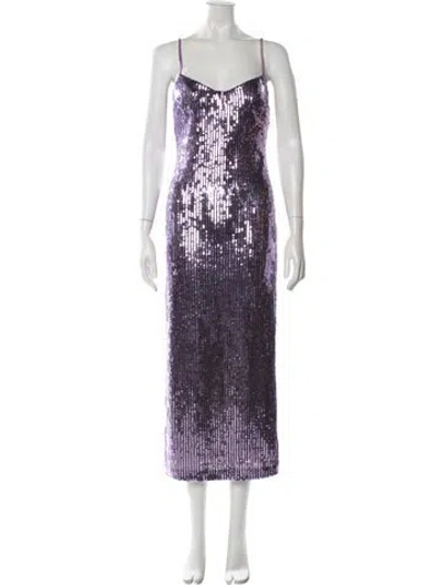 Pre-owned Galvan Patterned Long Dress In Purple
