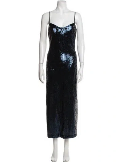 Pre-owned Galvan Patterned Long Dress W/ Tags In Blue
