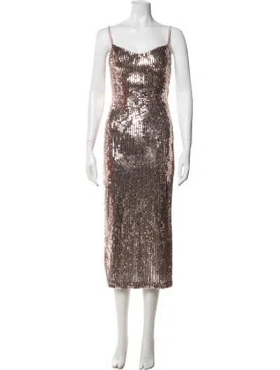 Pre-owned Galvan Patterned Midi Length Dress In Pink