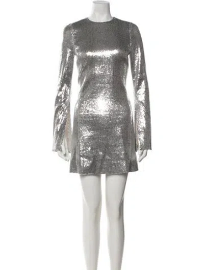 Pre-owned Galvan Patterned Mini Dress In Metallic/silver
