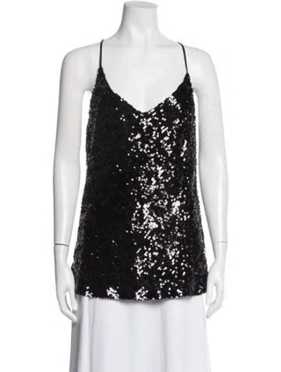 Pre-owned Galvan Patterned V-neck Top W/ Tags In Black