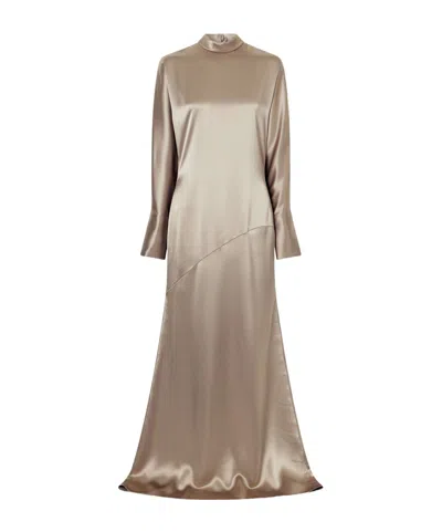 Galvan Phoenix Satin Gown In Gold