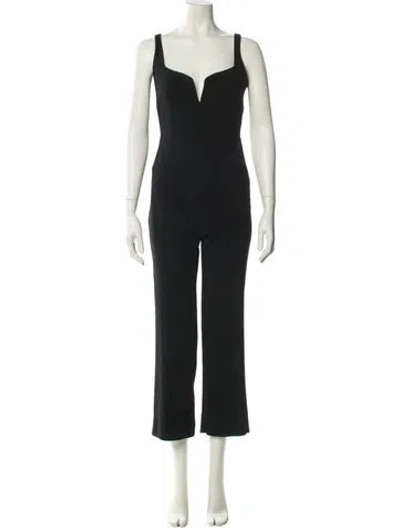 Pre-owned Galvan Plunge Neckline Jumpsuit In Black