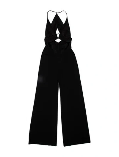 Pre-owned Galvan Plunge Neckline Jumpsuit In Black