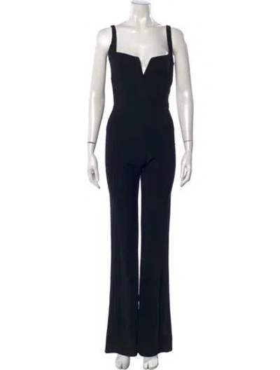 Pre-owned Galvan Plunge Neckline Jumpsuit In Black