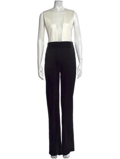 Pre-owned Galvan Plunge Neckline Jumpsuit In Black