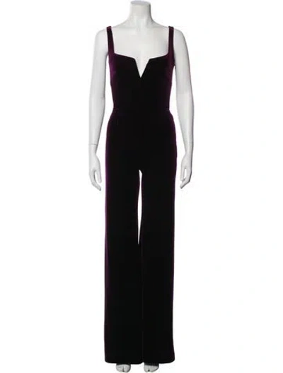 Pre-owned Galvan Plunge Neckline Jumpsuit In Blue