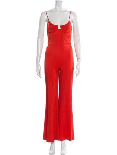 Pre-owned Galvan Plunge Neckline Jumpsuit In Orange