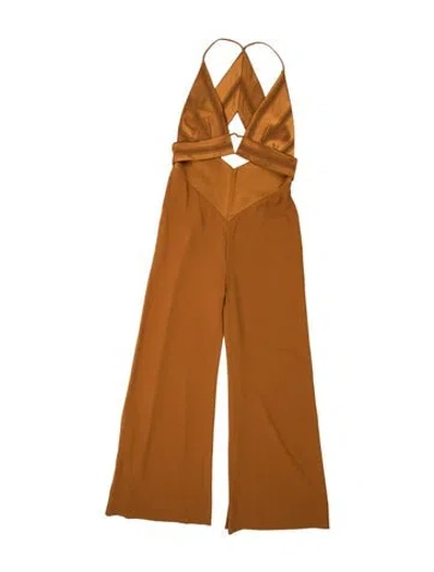Pre-owned Galvan Plunge Neckline Jumpsuit In Orange