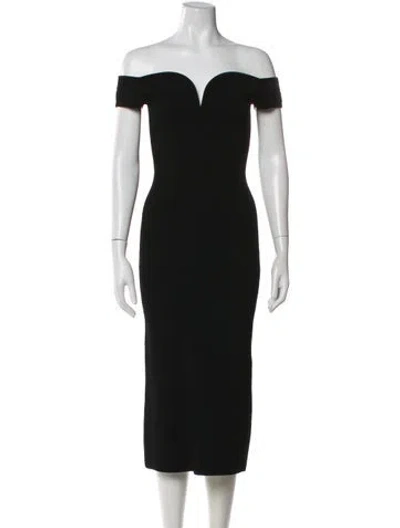 Pre-owned Galvan Plunge Neckline Long Dress In Black