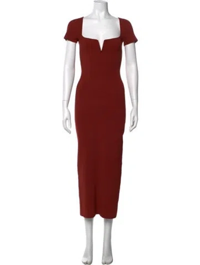Pre-owned Galvan Plunge Neckline Long Dress In Orange
