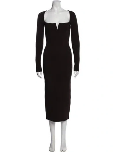 Pre-owned Galvan Plunge Neckline Midi Length Dress In Brown