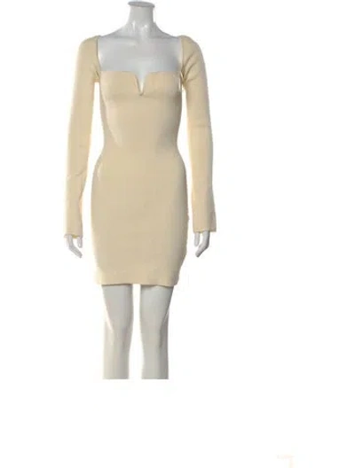 Pre-owned Galvan Plunge Neckline Mini Dress In Neutral