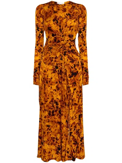 Galvan Printed Dress In Orange