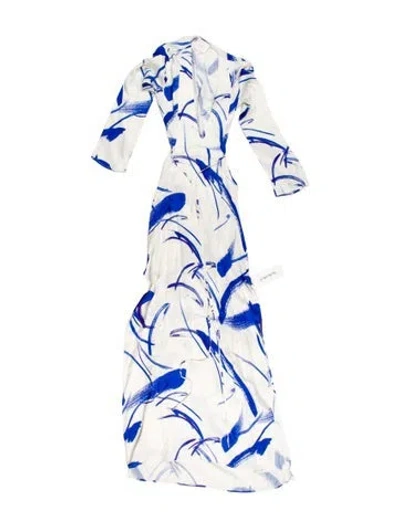Pre-owned Galvan Printed Long Dress In White