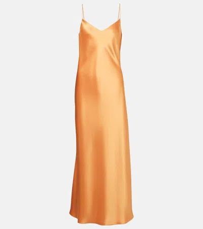 Galvan Provence Satin Slip Dress In Gold