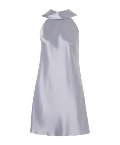 Galvan Purple Halterneck Mini Dress In Gray