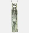 Galvan London Womens Seaglass Rebecca Sequin-embellished Stretch-woven Maxi Dress In Seaglass