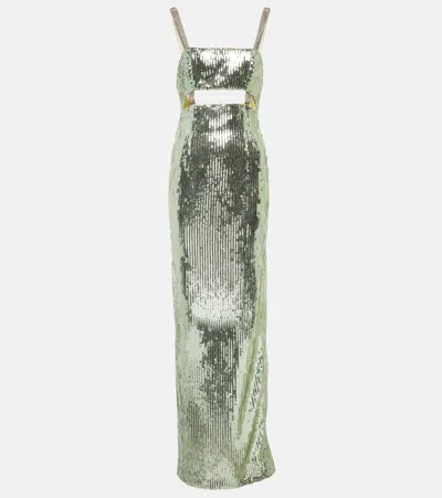 Galvan London Womens Seaglass Rebecca Sequin-embellished Stretch-woven Maxi Dress