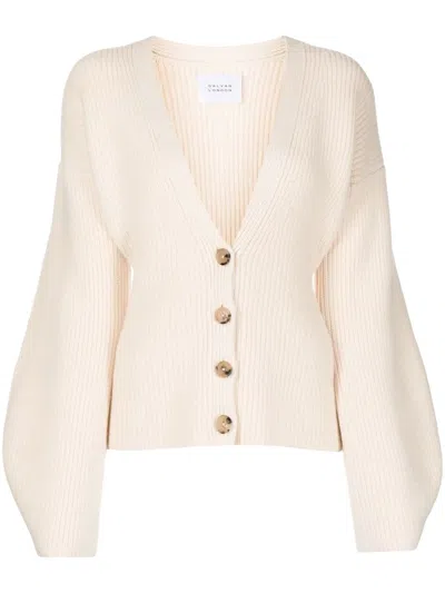 Galvan Ribbed-knit V-neck Cardigan In White