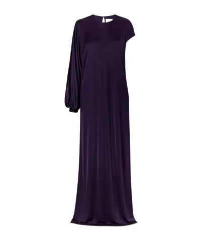 Galvan Roman Asymmetric Jersey Gown In Blue