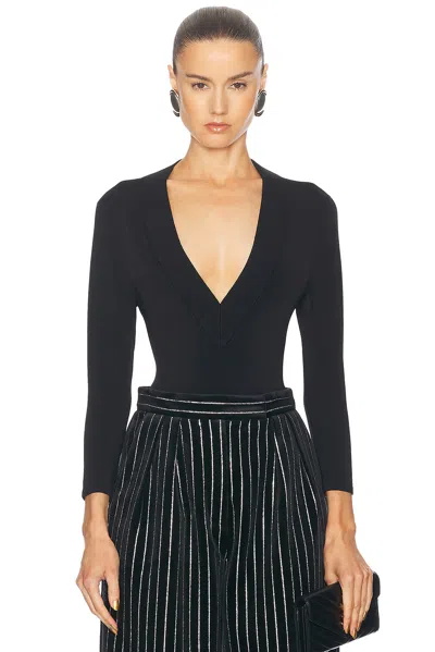 Galvan Sasha V-neck Bodysuit In Black