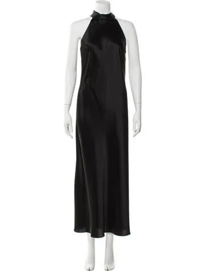 Pre-owned Galvan Satin Long Dress In Black