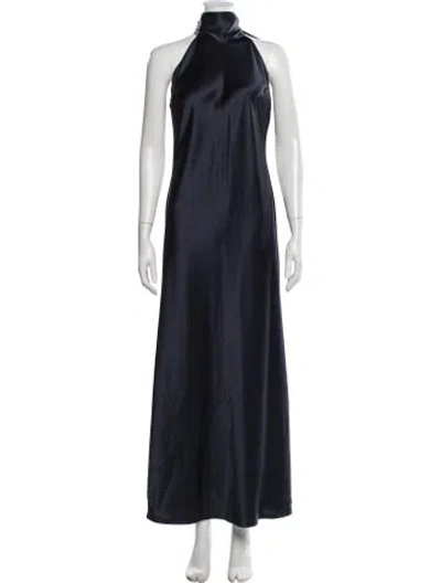 Pre-owned Galvan Satin Long Dress In Blue