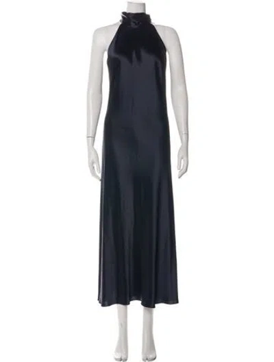 Pre-owned Galvan Satin Long Dress In Blue