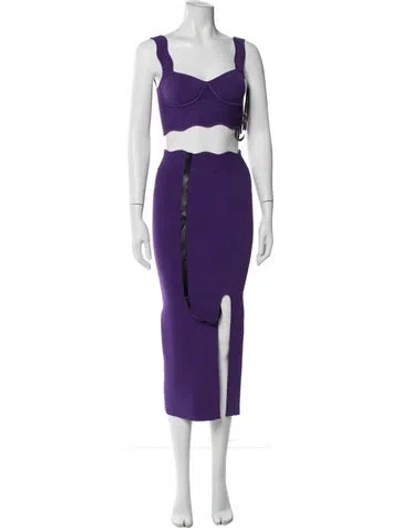 Pre-owned Galvan Scalloped Accent Skirt Set In Purple