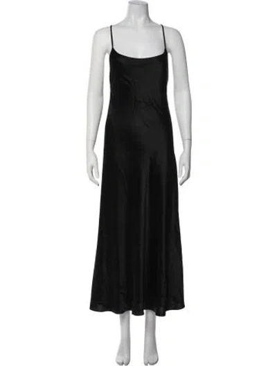 Pre-owned Galvan Scoop Neck Long Dress In Black
