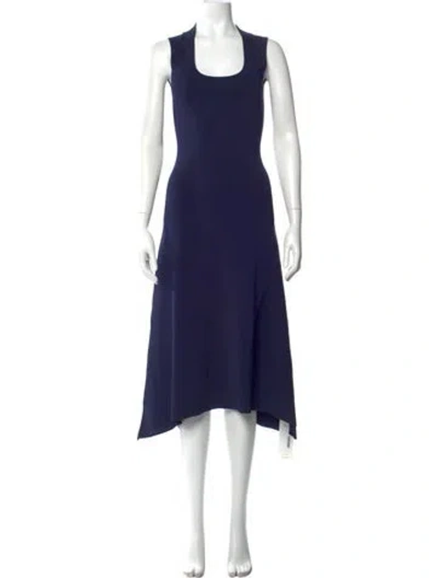 Pre-owned Galvan Scoop Neck Midi Length Dress In Blue