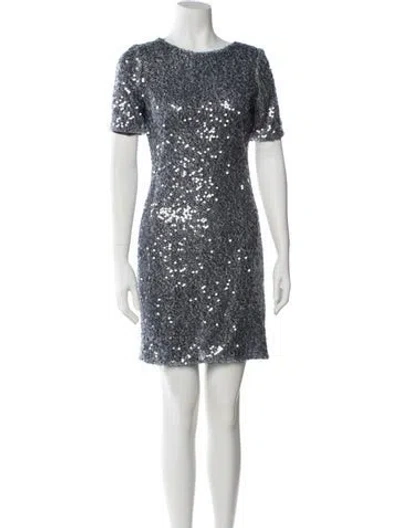 Pre-owned Galvan Scoop Neck Mini Dress In Blue