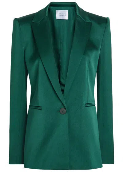 Galvan Sculpted Satin Blazer In Green