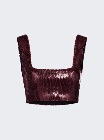 Galvan Sequin Beating Heart Crop Top Blood Red