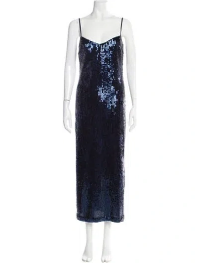 Pre-owned Galvan Sequin Long Dress In Blue