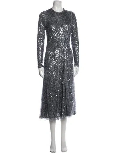 Pre-owned Galvan Sequin Midi Length Dress In Blue