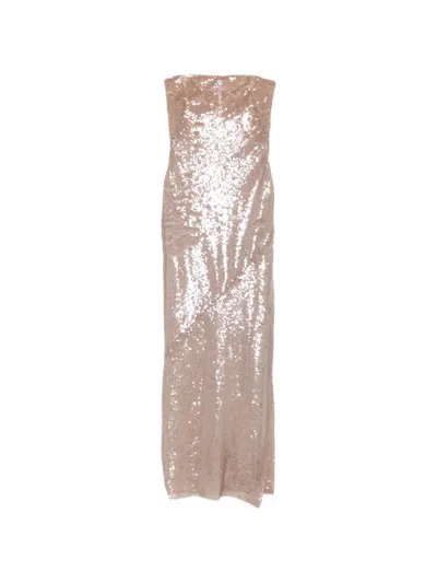 Galvan Sequin-embellished Bandeau Maxi Dress In Neutrals