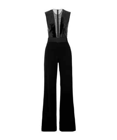 Galvan Sequin-embellished Sleeveless Jumpsuit In Black