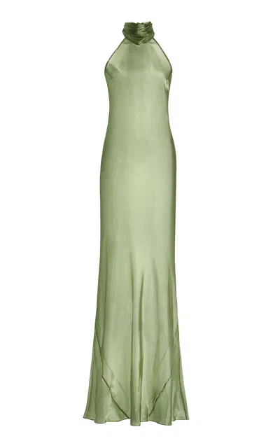 Galvan Sienna Satin Organza Gown In Green