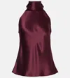 Galvan Sienna Satin Top In Burgundy