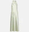 Galvan Sienna Scarf-detail Satin Maxi Dress In Green