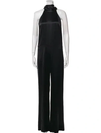 Pre-owned Galvan Silk Cowl Neck Jumpsuit In Black