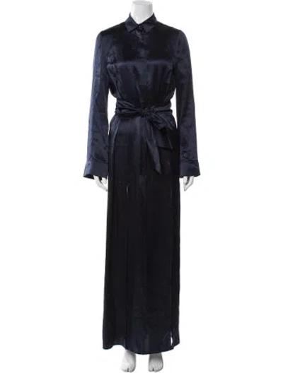 Pre-owned Galvan Silk Long Dress In Blue