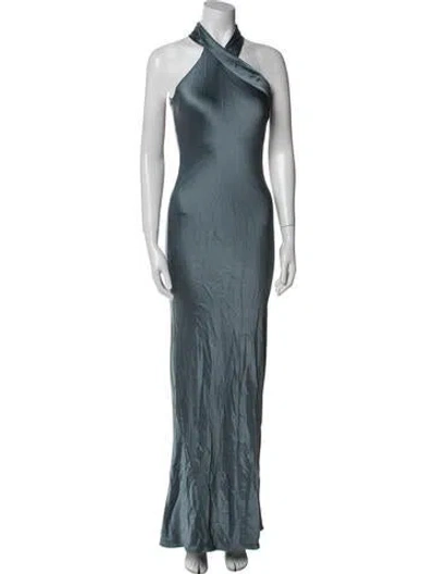 Pre-owned Galvan Silk Long Dress In Blue