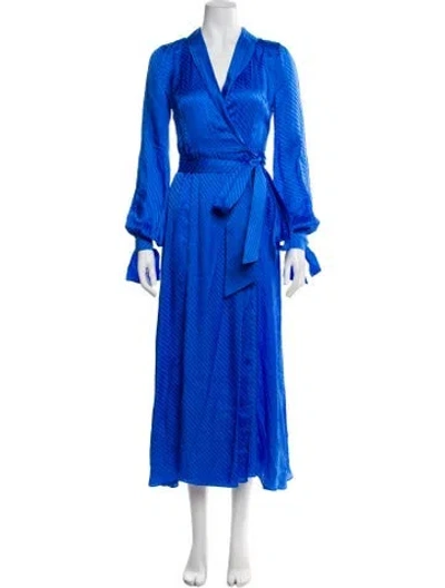 Pre-owned Galvan Silk Long Dress In Blue