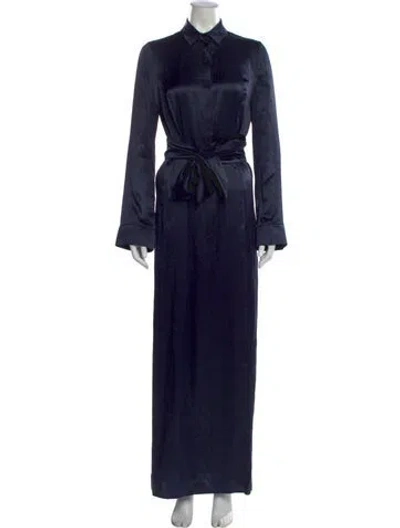 Pre-owned Galvan Silk Long Dress In Blue