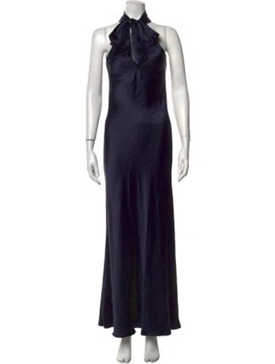 Pre-owned Galvan Silk Long Dress In Blue